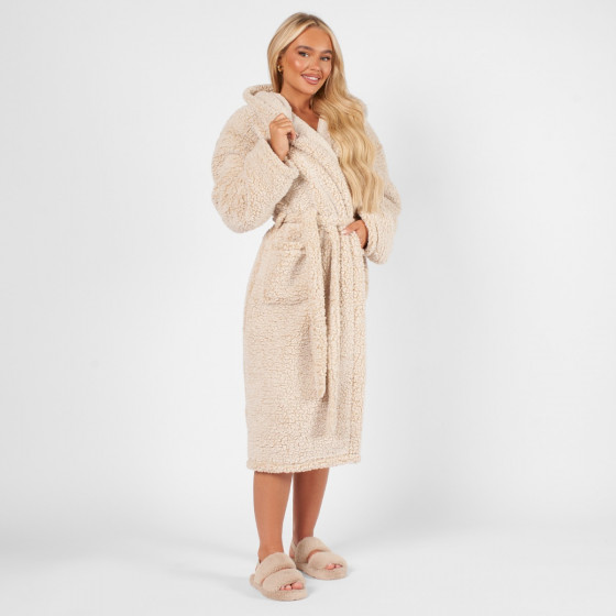 OHS Teddy Marl Dressing Gown - Natural