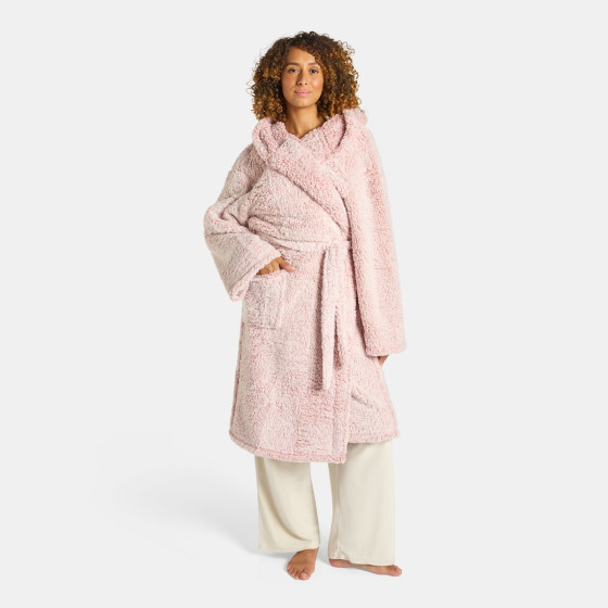 OHS Teddy Marl Dressing Gown - Blush