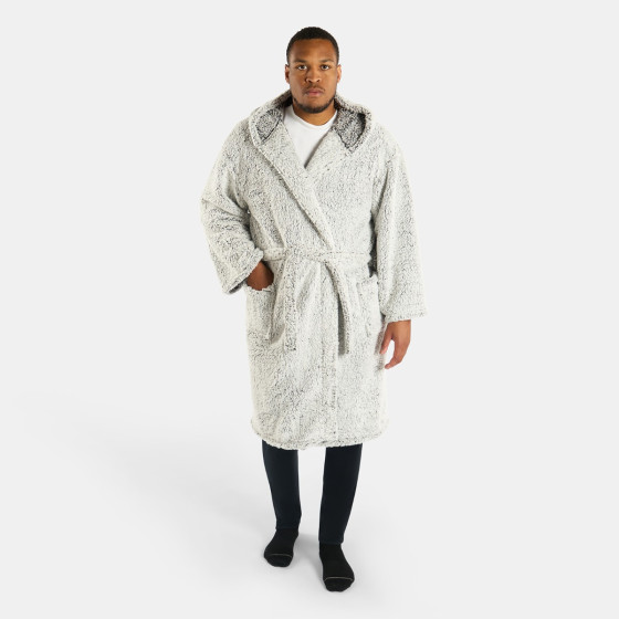 OHS Teddy Marl Dressing Gown - Charcoal