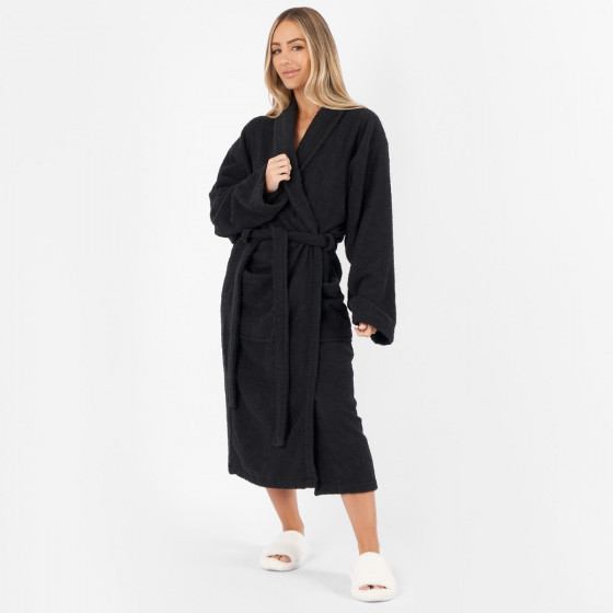 Brentfords 100 Cotton Towelling Dressing Gown, Adults Black