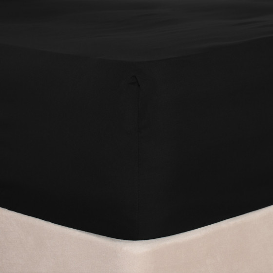 OHS Plain Dyed Deep Fitted Sheet, Black - King