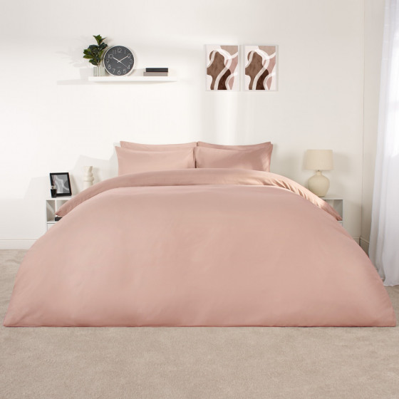 OHS Plain Duvet Cover Set, Blush Pink - Double