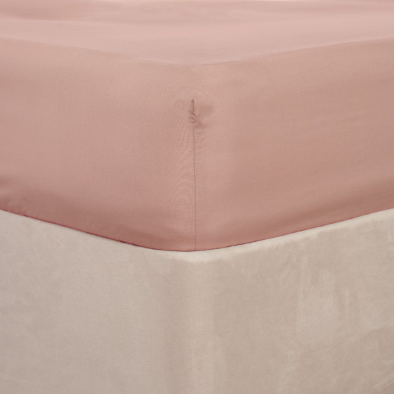 OHS Plain Fitted Bed Sheet, Blush Pink - Double