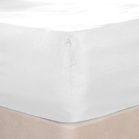 OHS Plain Dyed Deep Fitted Sheet, White - Single