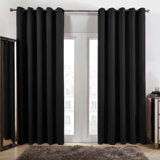 OHS Eyelet Blackout Curtains - Black, 66" X 90"