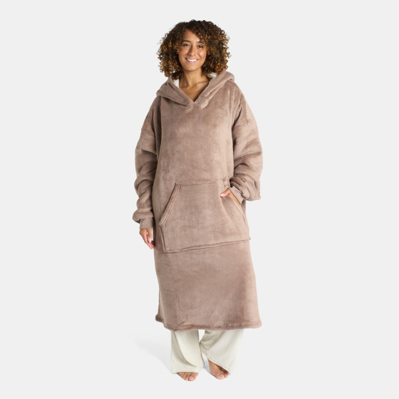 OHS Adults Extra-Long Sherpa Hoodie Blanket - Mink