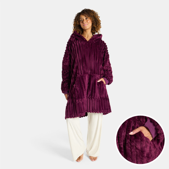 OHS Adults Ribbed Fleece Hoodie Blanket - Maroon