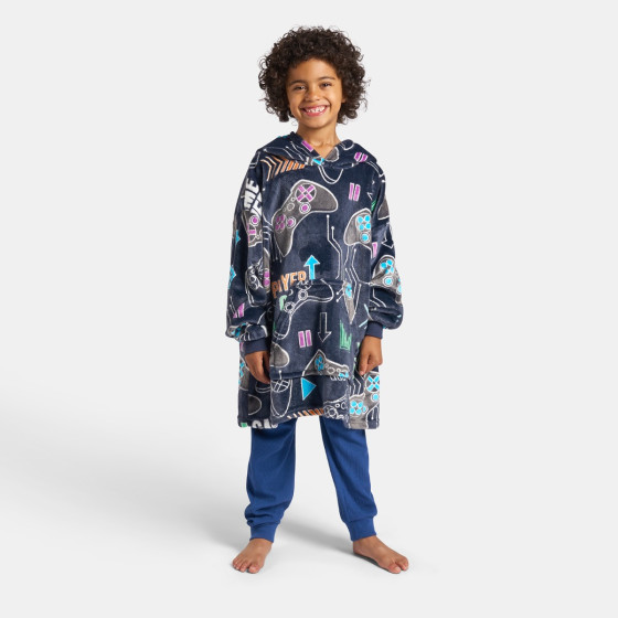 OHS Kids Gaming Glow In The Dark Hoodie Blanket - Black