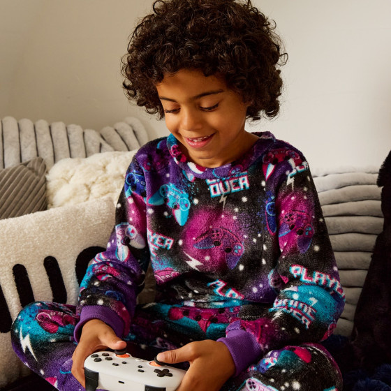 OHS Kids Gaming Ombre Pyjama Set, Purple - 7-8 Years