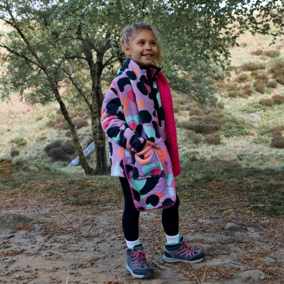 OHS Kids Leopard Print Fleece Pocket Scarf - Lilac