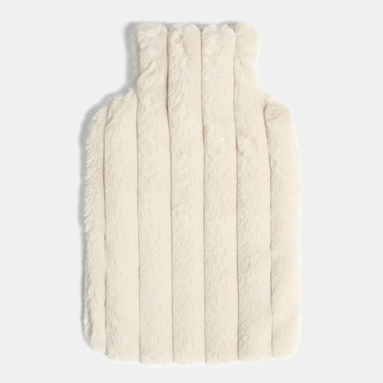 OHS Faux Fur Bubble Rib Hot Water Bottle - Natural