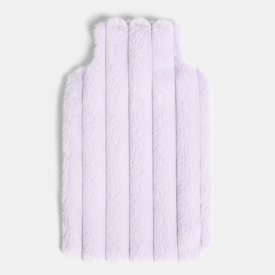 OHS Faux Fur Bubble Rib Hot Water Bottle - Lilac