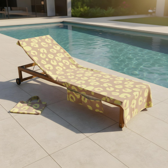 OHS Abstract Leopard Print Beach Towel in a Bag - Neon