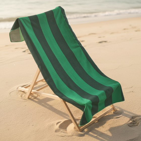 OHS Vertical Stripe Beach Towel - Dark Green