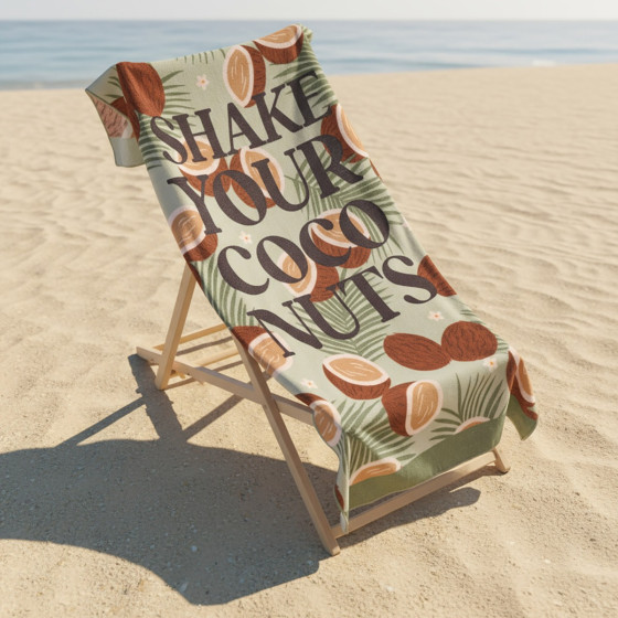 OHS Shake Your Coconuts Slogan Beach Towel - Green