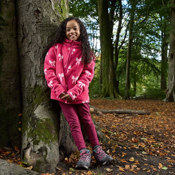 OHS Bow Print Half Zip Fleece - Pink