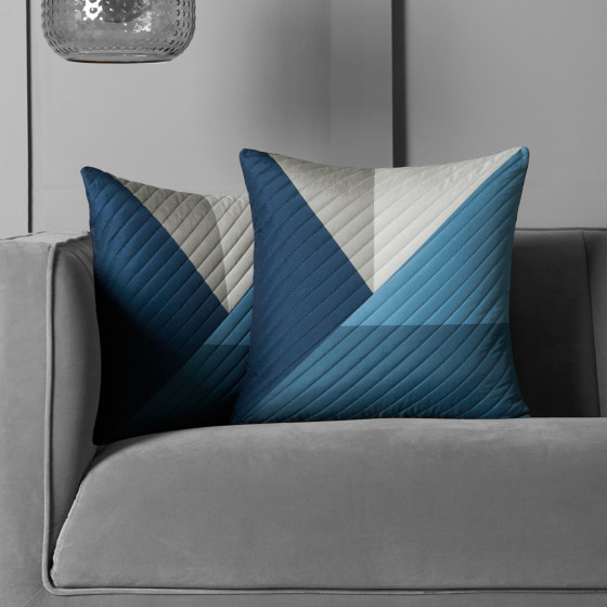 OHS Ralph Geometric Quilted Cushion Covers - Navy