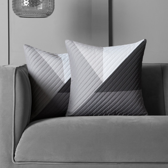 OHS Ralph Geometric Quilted Cushion Covers - Grey