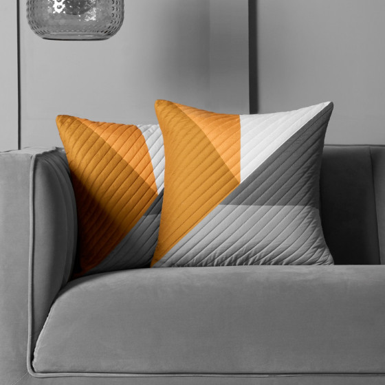 OHS Ralph Geometric Quilted Cushion Covers - Ochre