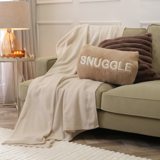 OHS Plain Fleece Throw, Natural - 120 x 150cm