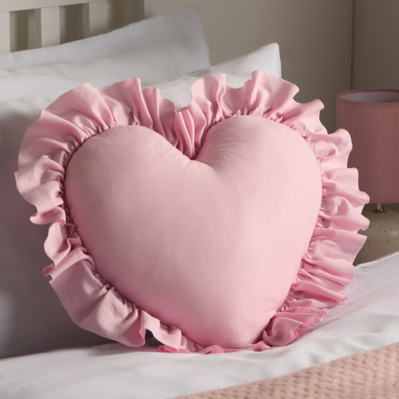 OHS Frill Heart Shaped Scatter Cushion - Pink