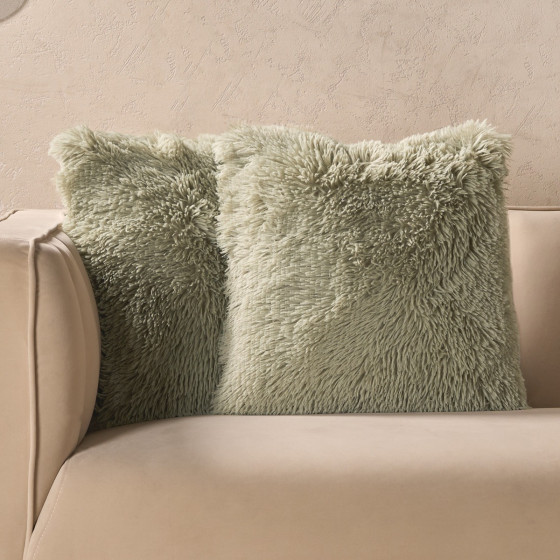 OHS 2 Pack Fluffy Cushion Covers, 45 x 45cm - Sage