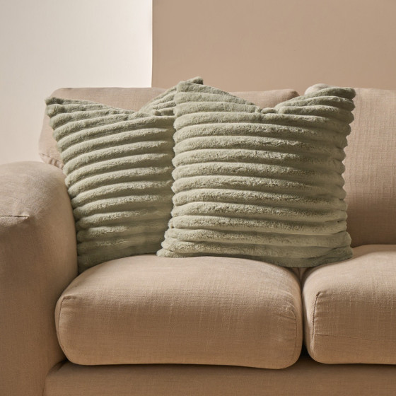 OHS Faux Fur Thick Ribbed Cushion Covers - Sage