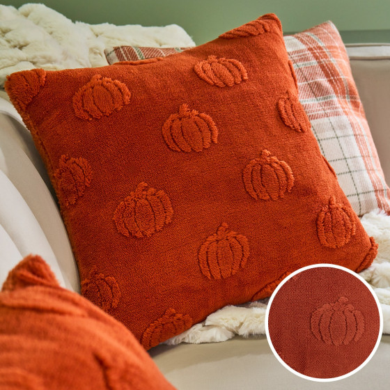 OHS Tufted Pumpkin Cushion Covers - Rust