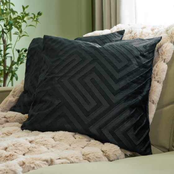 OHS Matte Velvet Cut Out Cushion Covers - Black