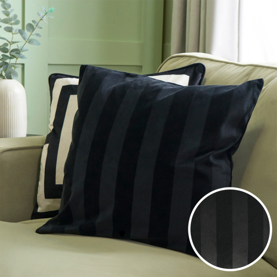 OHS Stripe Velvet Cushion Covers - Black