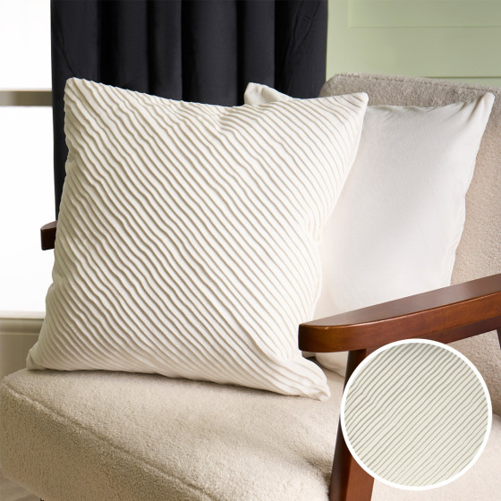 OHS Pleated Velvet Cushion Covers - Cream