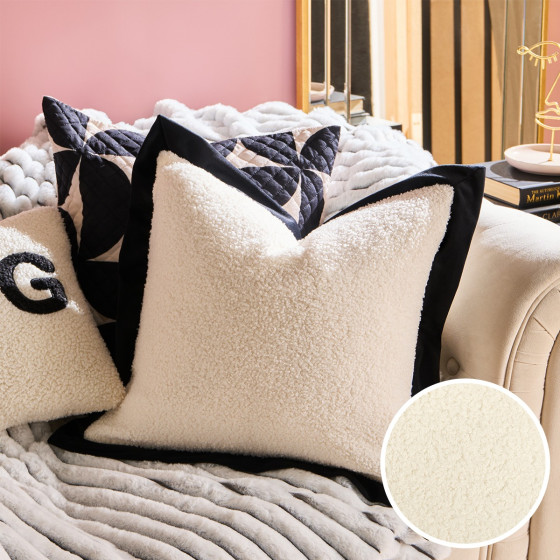 OHS Oxford Boucle Cushion Cover - White/Black