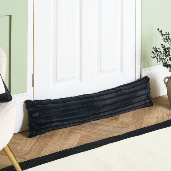 OHS Ribbed Fur Draught Excluder - Black