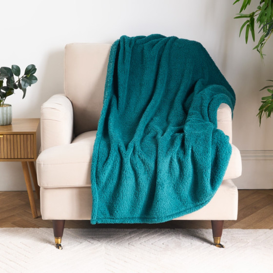 OHS Teddy Fleece Throw, Teal - 150 x 200cm