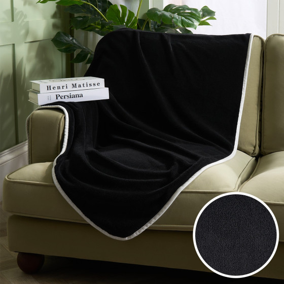 OHS Piped Edge Throw - Black/Cream