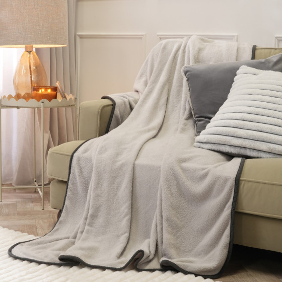 OHS Piped Edge Throw - Grey/Charcoal