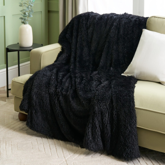 OHS Fluffy Fleece Throw - Black