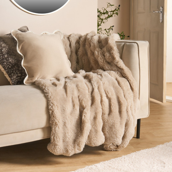 OHS Bubble Faux Fur Throw - Natural