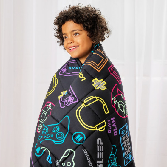 OHS Kids Gaming Print Weighted Blanket, Black - 3KG