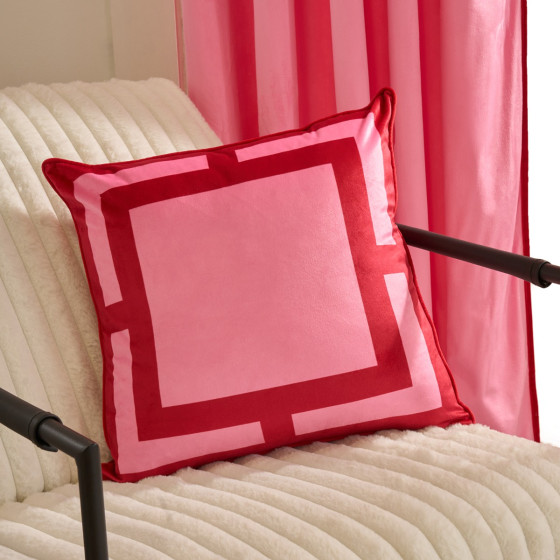 OHS Square Print Cushion Covers - Hot Pink/Red