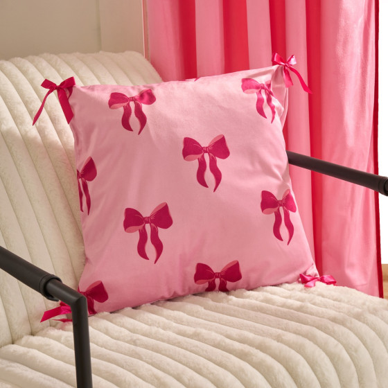 OHS Bow Print Cushion Covers - Pink