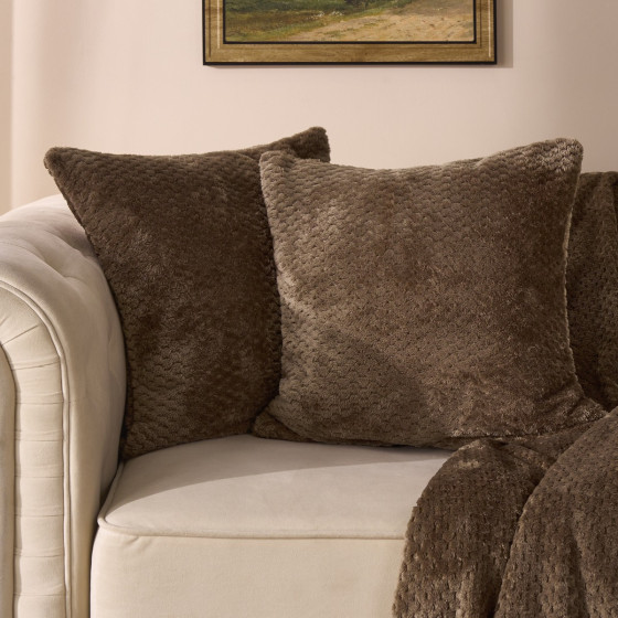 OHS Waffle Fleece Cushion Cover - Chocolate