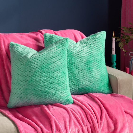 OHS Waffle Fleece Cushion Covers - Jade Green