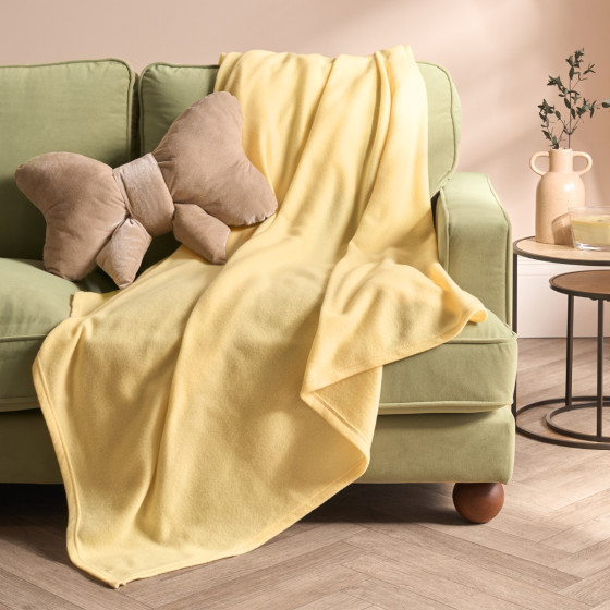 OHS Plain Fleece Throw - Lemon