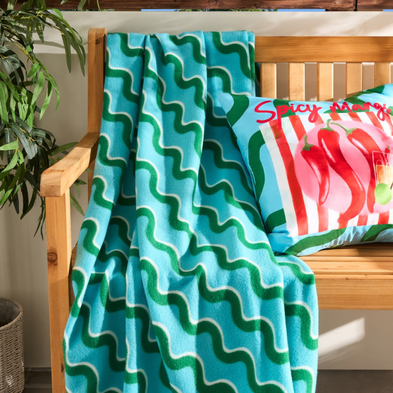 OHS Swirl Fleece Throw - Blue/Green