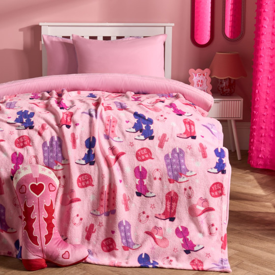 OHS Cowboy Print Ultra Soft Throw - Pink