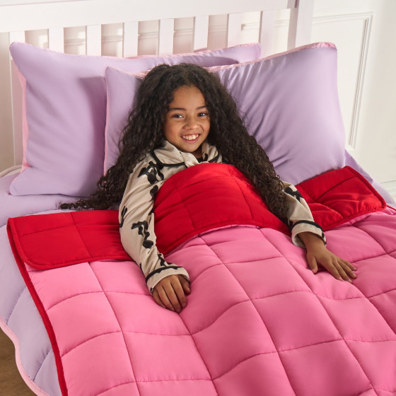 OHS Kids Supersoft Weighted Blanket, Pink/Red - 3kg