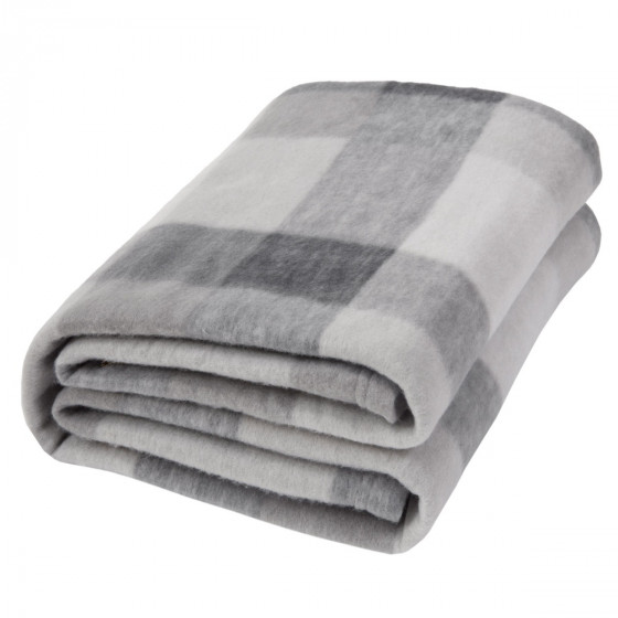 OHS Tartan Check Fleece Throw, Grey - 150 x 200cm