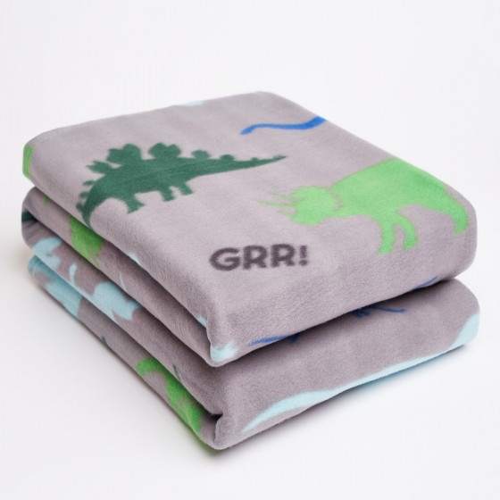 OHS Dinosaur Fleece Throw - Grey