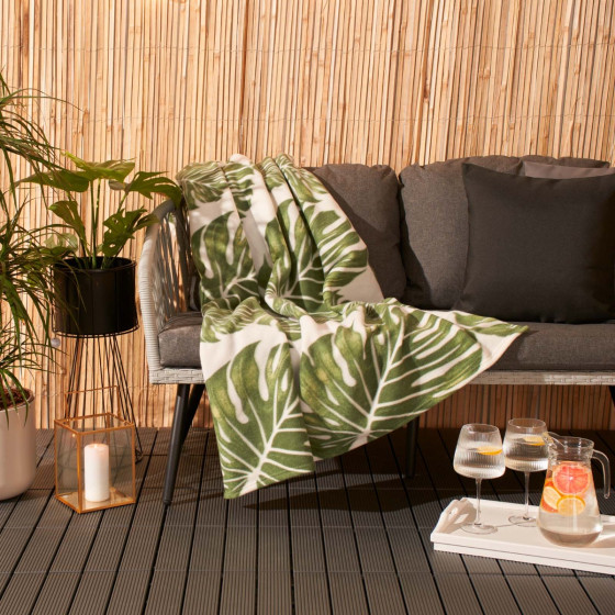 OHS Tropical Print Fleece Throw - Green